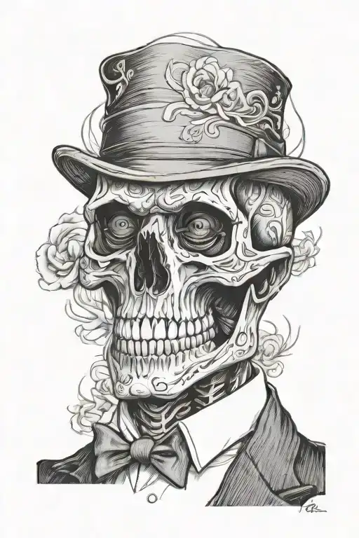 Portrait Of A Skeleton Wearing A Suit Framed