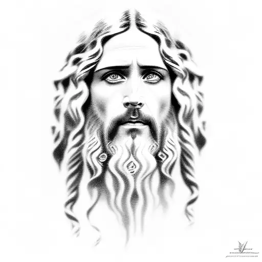 Portrait Of Jesus In Black And Grey Realism