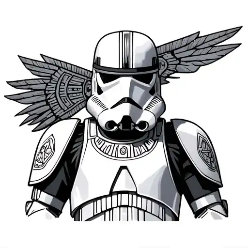 Full Body Stormtrooper Armor Decorated With Aztec Warrior Symbols