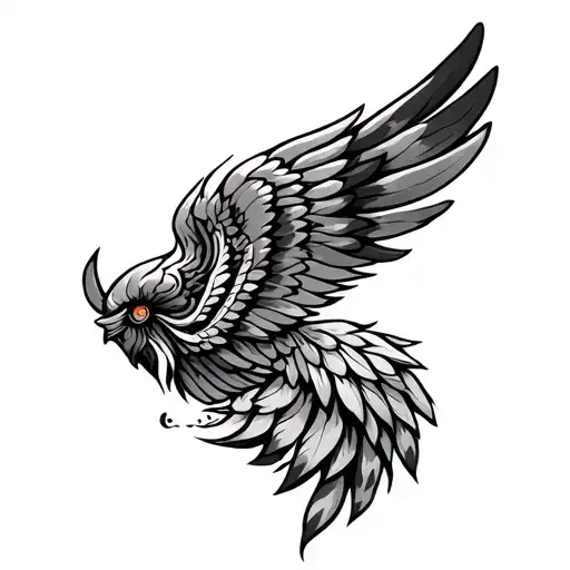 Writing Between Angel Wings With Polynesian Design