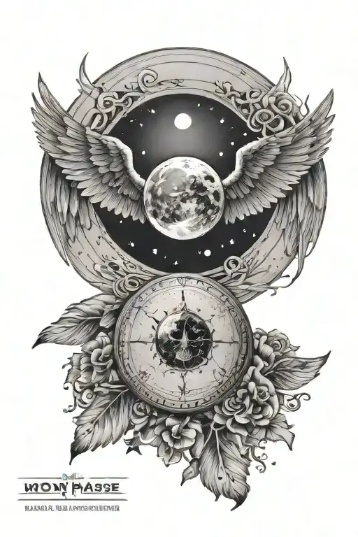 Moon Phase With Wings Spread
