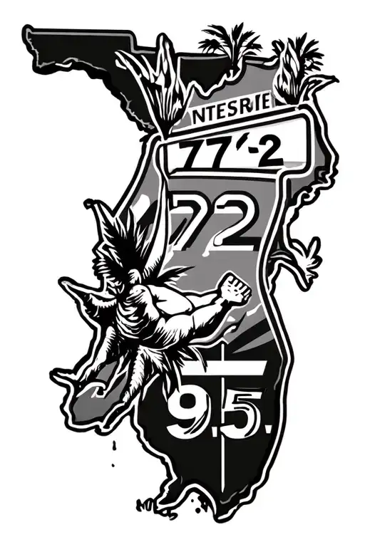 Florida Outline 772 Within Outline With A Wrestling Symbol And 95 Interstate Sign