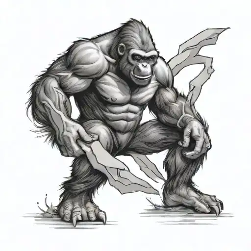 Gorilla Smashing The Ground And Breaking It