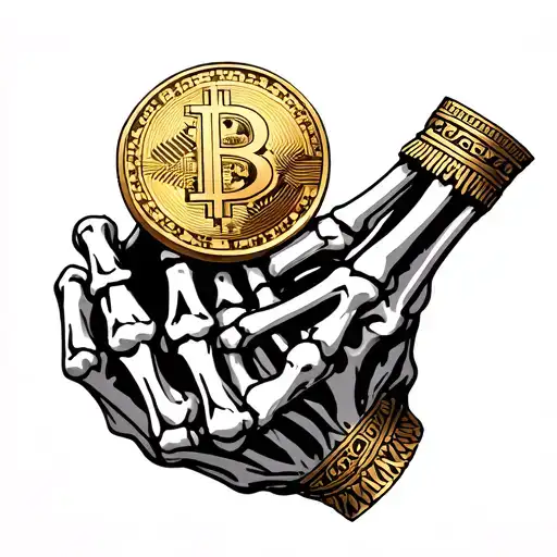 Skeleton Hand Holding Aztec Gold Coin