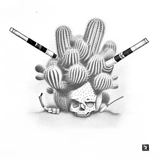 Cactus Wearing A Balaklava And Holding A Cigarette In Hand And An Uzi In The Other