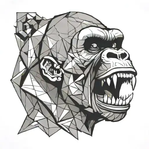 Geometric Gorilla Screaming Skull