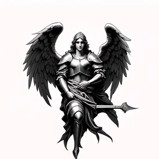 Make Guardian Angel In Armor Wrapped Around A Forearm