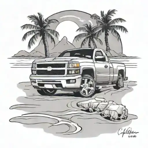 Beach Scene With 2013Silverado 2 Door