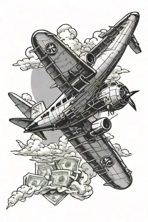 Money On Fire Plane Flying In The Sky