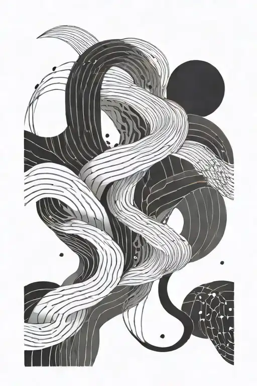 Minimal Abstract Line Tattoo Snaking Line With Sparse Dots