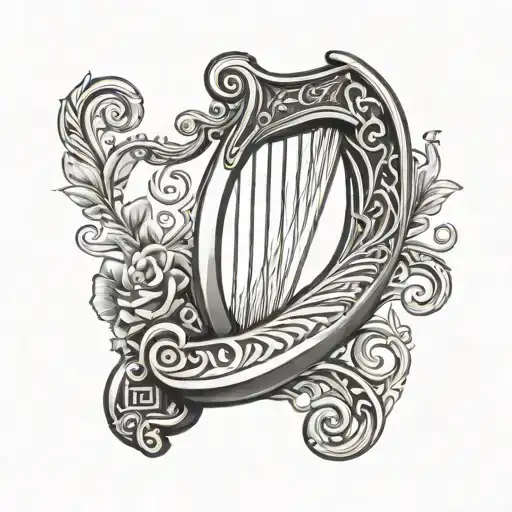 Irish Harp With J Initial