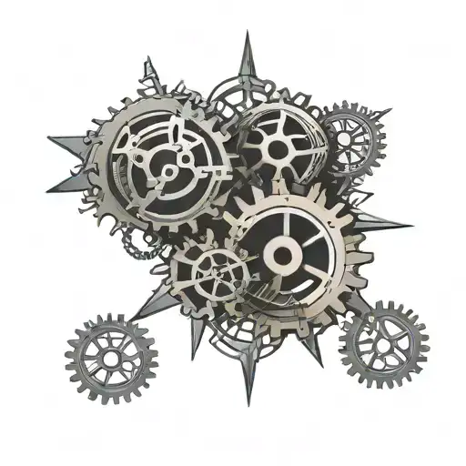 Anarchy Symbol And Gears Integrated Circuitry