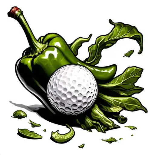 Golf Ball Sitting On A Cornicello Pepper