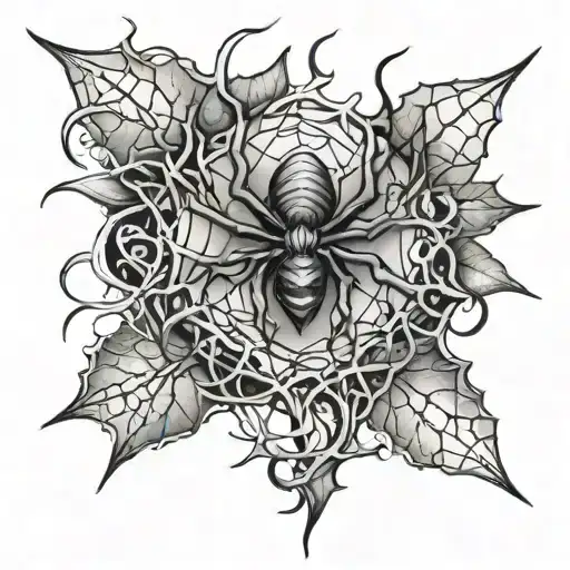 Thorn Vine Wrapping With Spider Webs