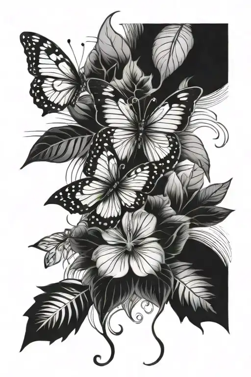 Butterflies Poinsettias Rose Hibiscus Flowers