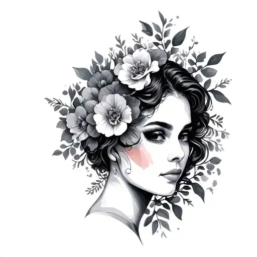 Womans Face Floral Design