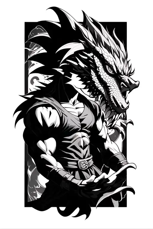 Goku With A Dragon Wrapped Around Him