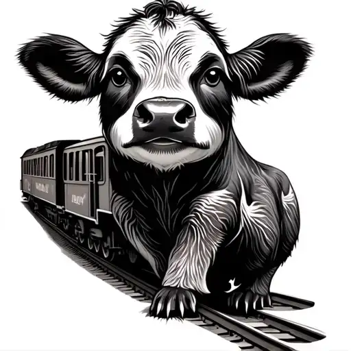 Cow Print Train With Disney Sloth In Ghibli Style