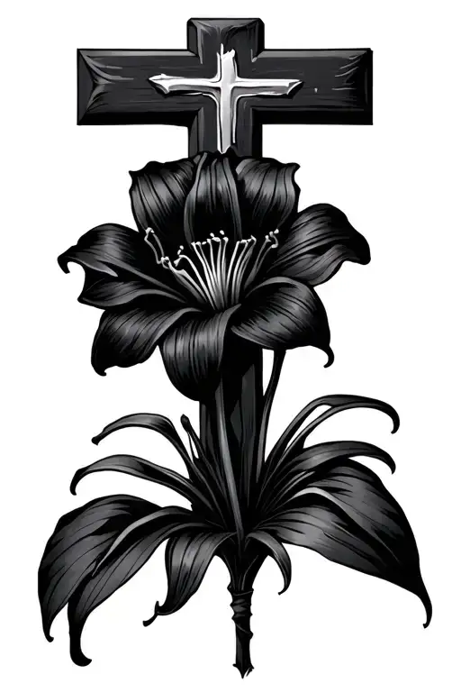 Christian Cross And Tokyo Ghoul Spider Lily Flower