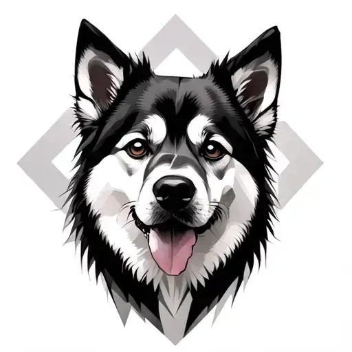 Tattoo Of Hachi The Faithful Dog In A Geometric Style