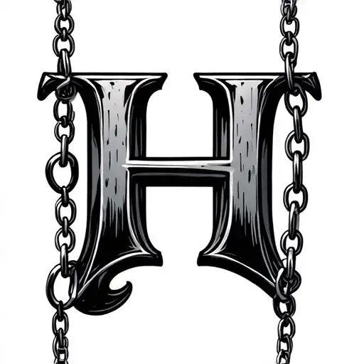 Hugo Lettering With A Chain Hanging On The H