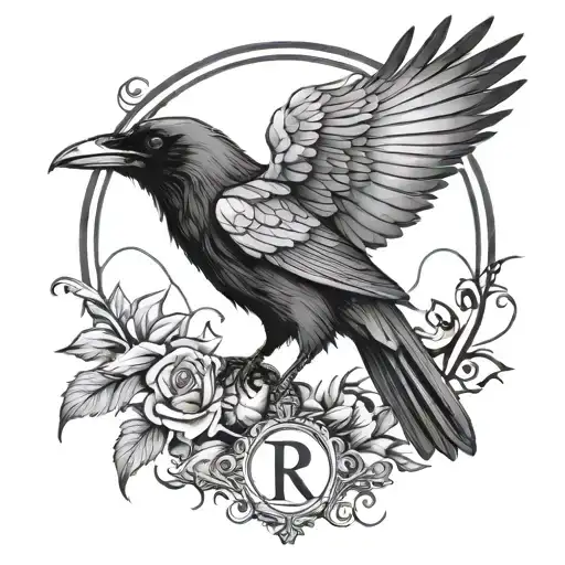 Raven With Name Incorporated Within The Design