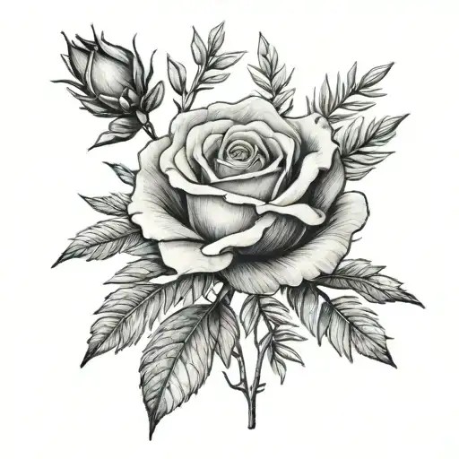 Rose And Rosemary Sprig