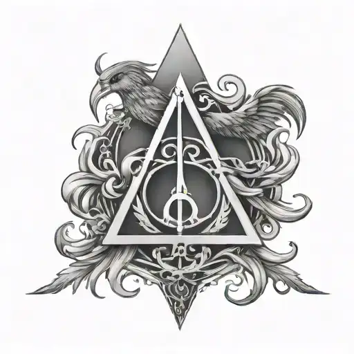 Deathly Hallows With Pheonix Bird