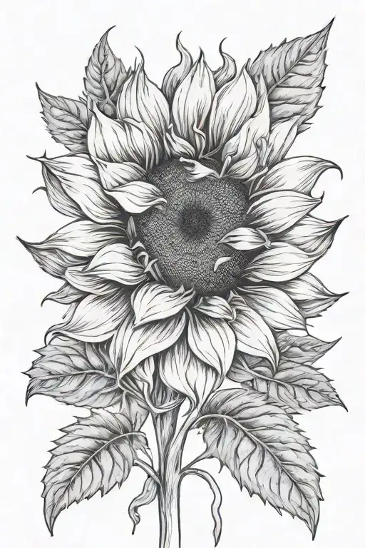 Sunflower With The Stem Saying Alyssa