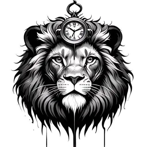 Graffiti Style Lion With Time Piece In The Eye Inside
