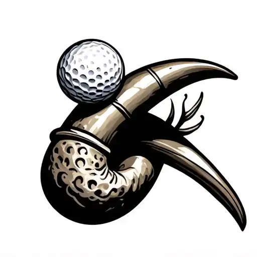 Cornicello Horn As A Golf Tee With A Golf Ball On Top