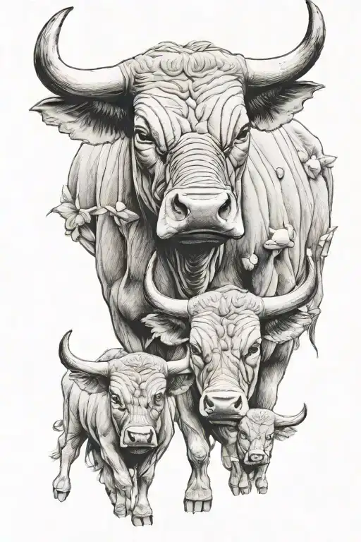 Bull And 2 Baby Calves