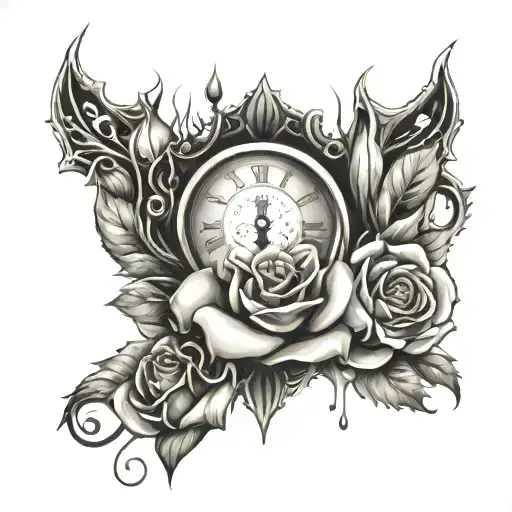 Crown Hour Glass Roses Wrapped Tears Dripping