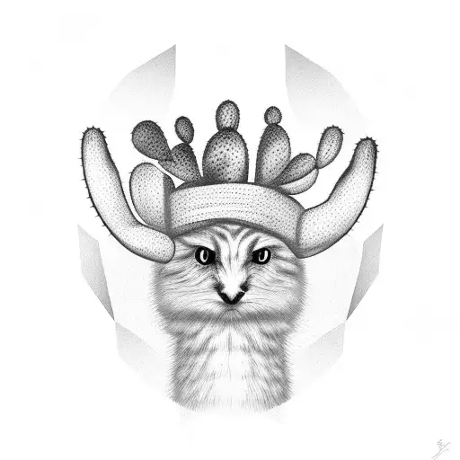 Cactus With A Face Wearing A Balaklava