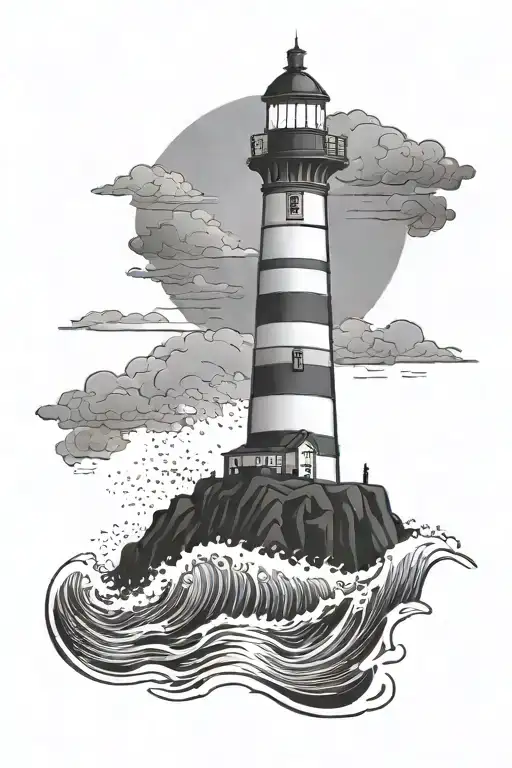 Fine Line Light House Waves Sun Rise Tomorrow