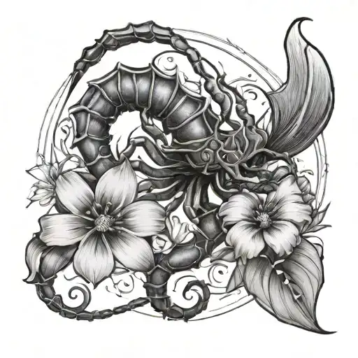 Scorpio Combined With Flower