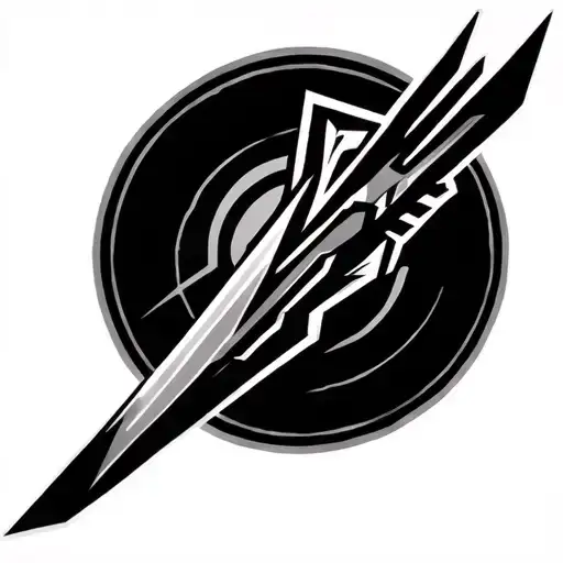 Voltron Legendary Defender Logo In Black And White With The Blade Of Marmora
