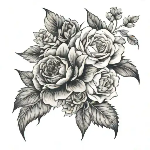 Families Birth Flowers Sleeve Tattoo Design Featuring