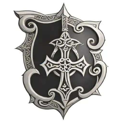 Celtic Cross On A Kite Shield