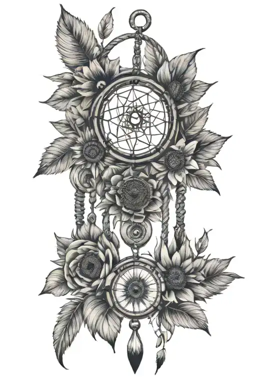 Dreamcatcher With Navy Anchor And Silver Dollars In The Middle With Sunflowers Hanging Down
