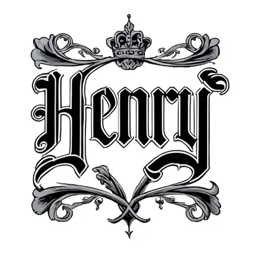 The Word 'Henry' Written Vertically In Old English Font