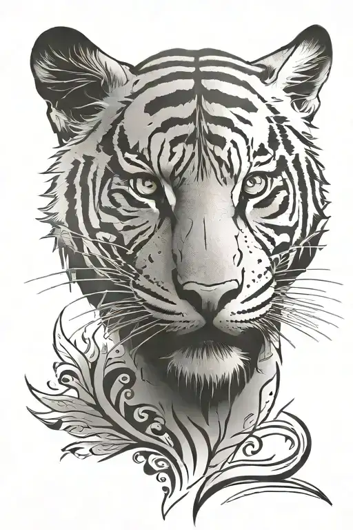 Tribal Tiger On Forearm Tattoo Minimalist