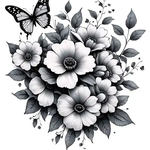 Flower Vine Wrapping With Butterflies