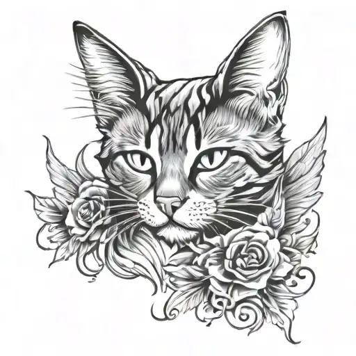 Sketch Tattoo Cat Wings