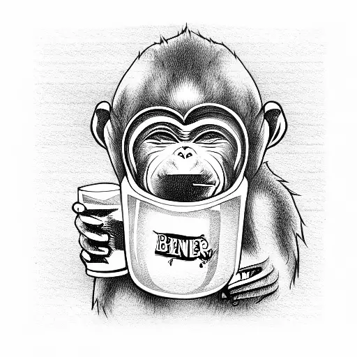 Monkey Drinking Beer