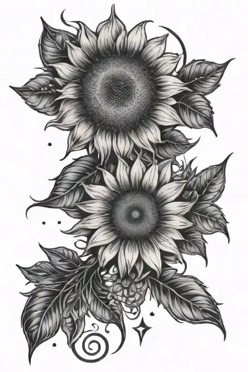 Sunflower Moon Stars Geometrical Spine