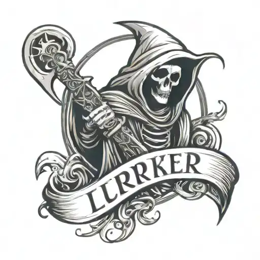 Grim Reaper Winter Background Scythe With Words Lurker Of Chalice Simple Lines