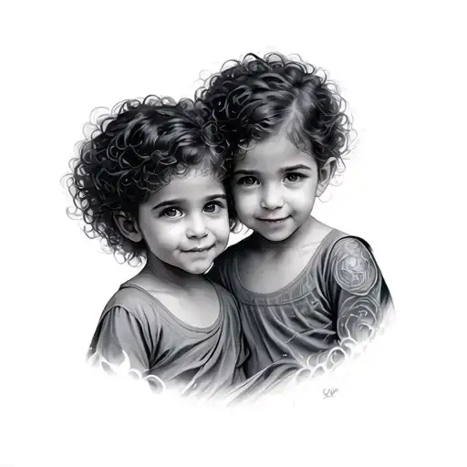 3 Kids Portrait Surrounded Being Thrown Nd Gemini As Two Beautiful