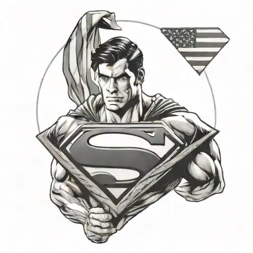 Superman Logo With American Flag In Background