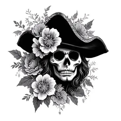 Day Of The Dead Pirate King With Flowers